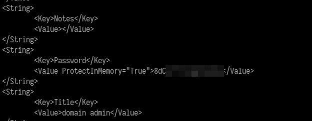 KeePass export - domain admin password