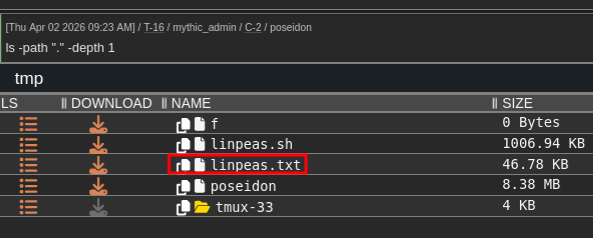 Poseidon file listing of /tmp